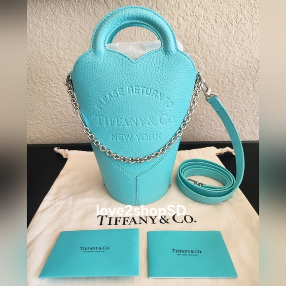 TIFFANY & CO Return To Tiffany Mini Heart Crossbody Bag Blue Leather RTT NEW NWT - Picture 7 of 7